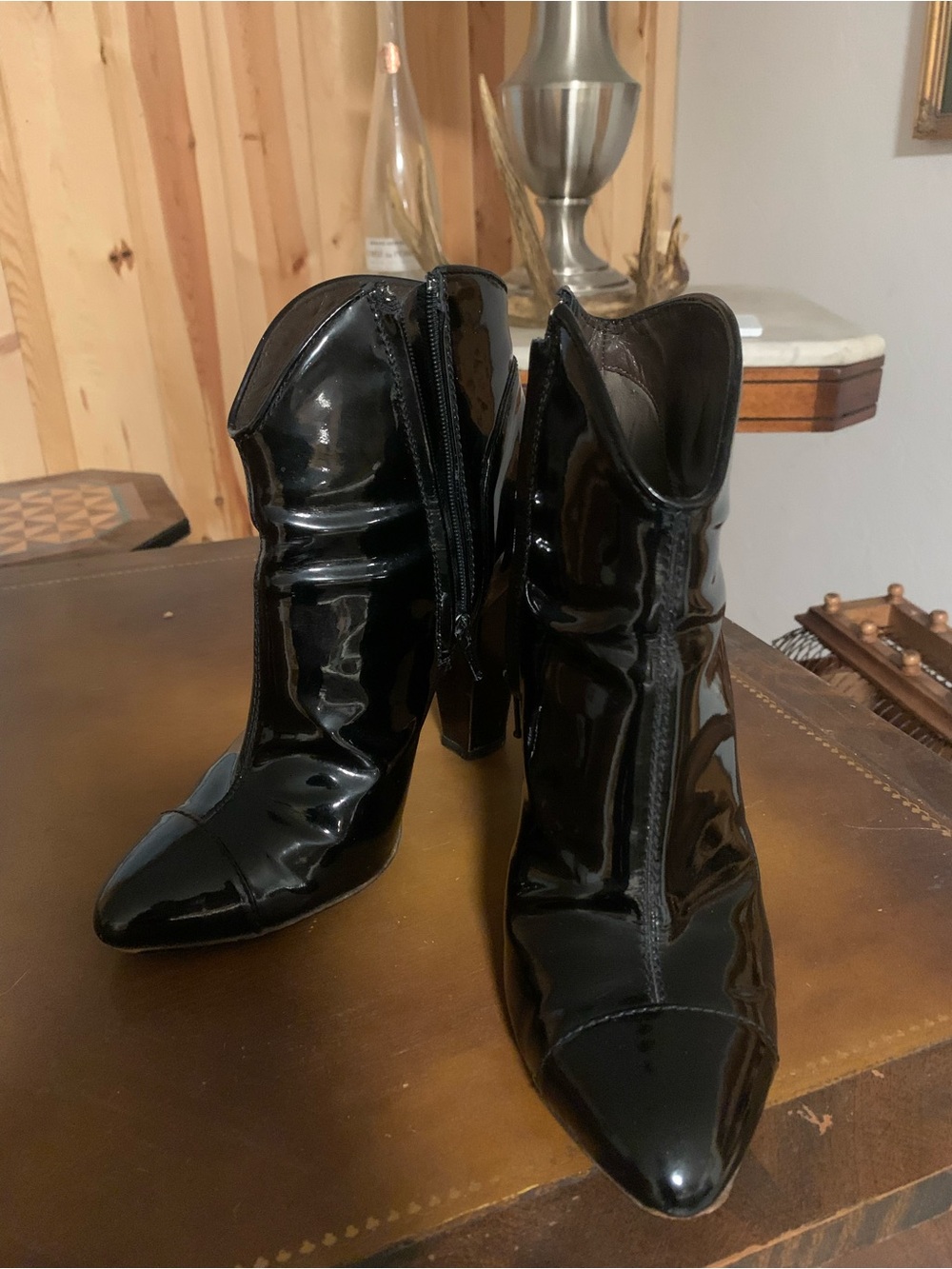 Burberry Black Patent Leather Ankle Booties